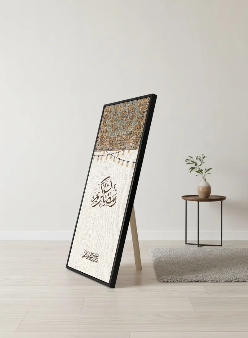 LOWHA Canvas Wall Art on Wooden Frame with Black Floating Frame and Back Stand Featuring Ramadan Kareem Design